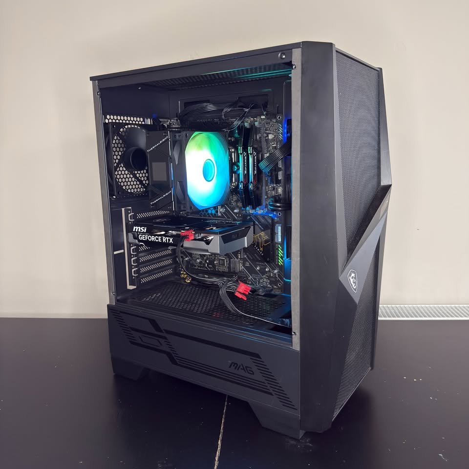 Inside the Core i5-12400F build, showing the cooler and graphics card